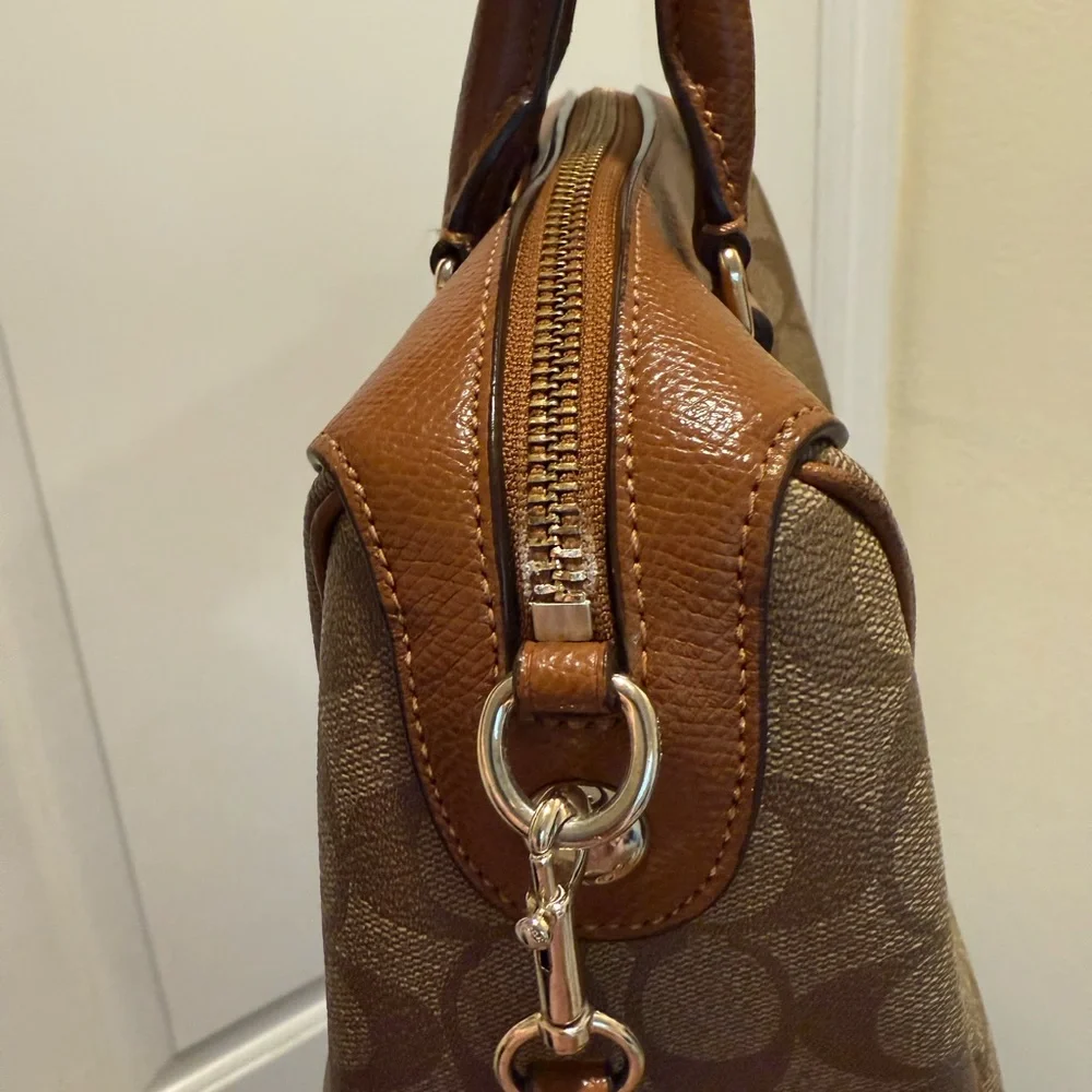 Coach Tan and Brown Signature Satchel - Picture 7 of 10